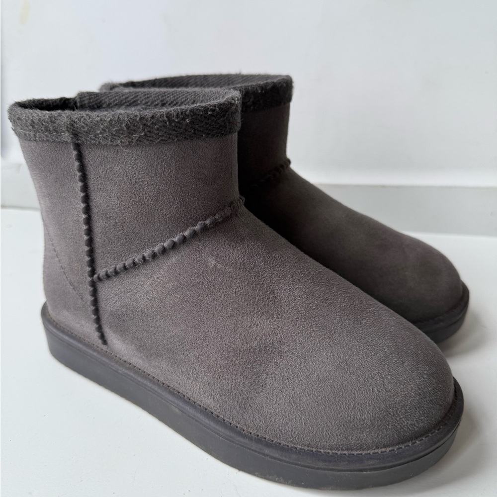 Gray Suede Ankle Boots